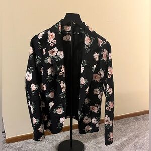 Allegra K Black Floral Blazer